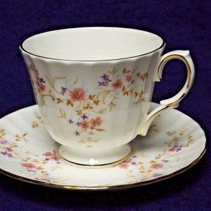 Vintage Duchess Bone China England Spinney Pattern Footed Tea Cup and Saucer